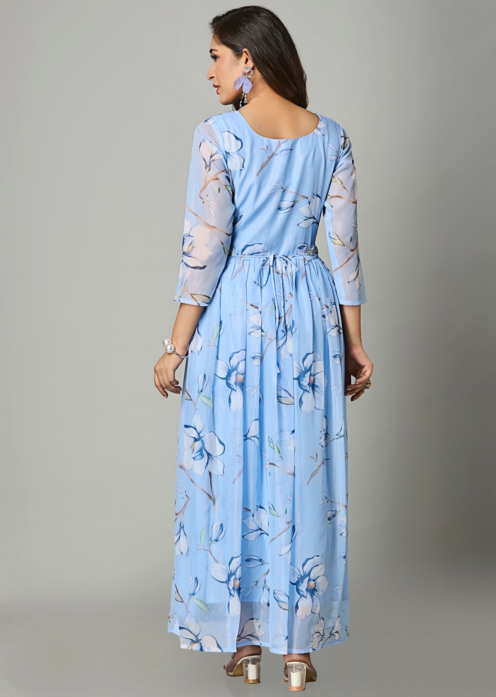 Light Blue Organza Long Dress