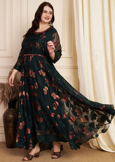 Bottle Green Brasso Long Dress