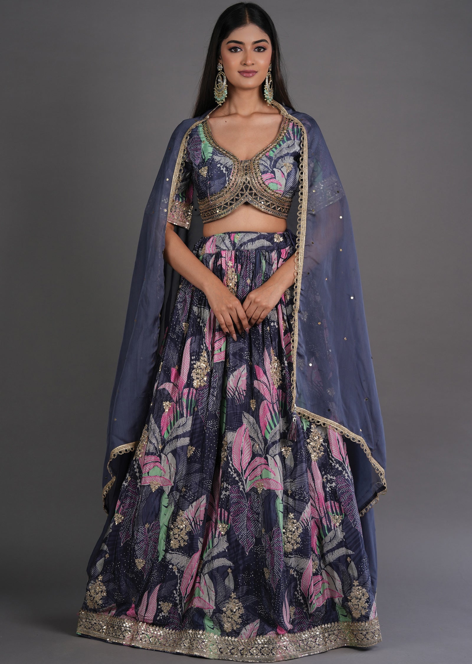 Grey Chinnon Lehenga
