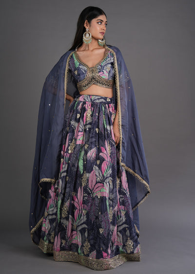 Grey Chinnon Lehenga