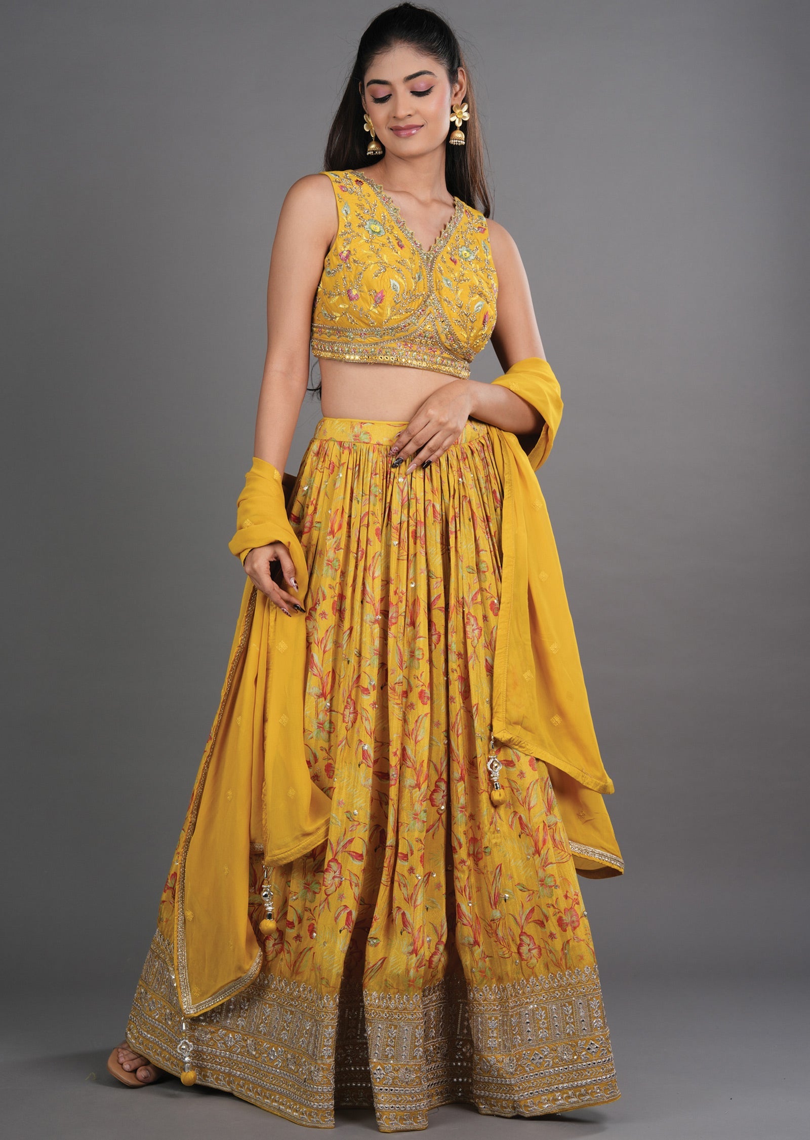 Yellow Tissue Silk Lehenga
