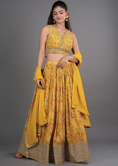 Yellow Tissue Silk Lehenga