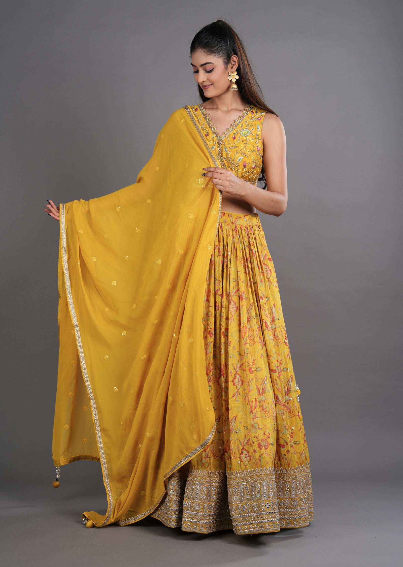 Yellow Tissue Silk Lehenga
