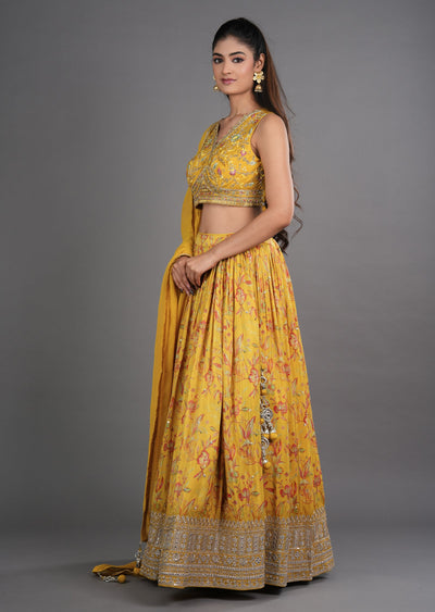 Yellow Tissue Silk Lehenga