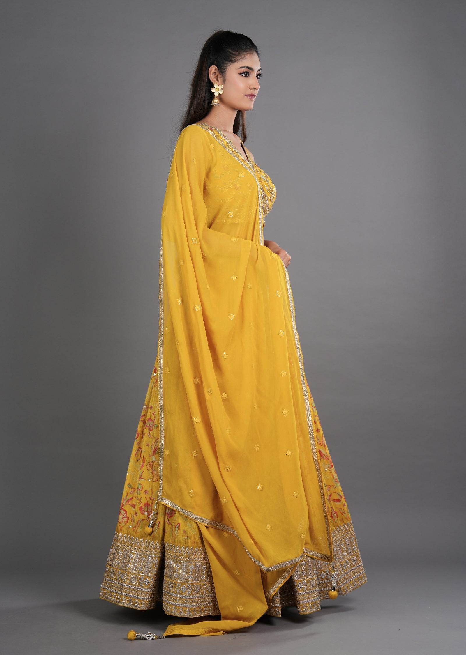 Yellow Tissue Silk Lehenga