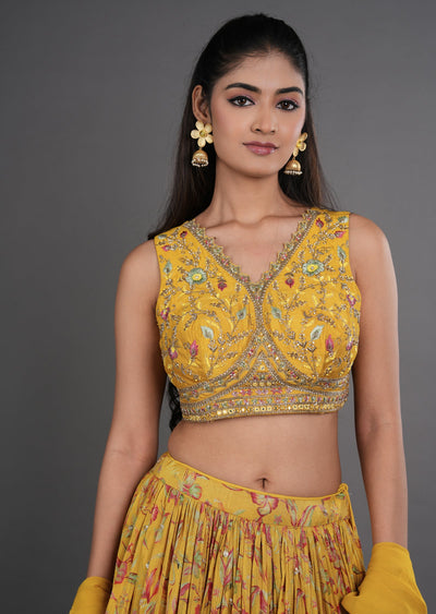 Yellow Tissue Silk Lehenga