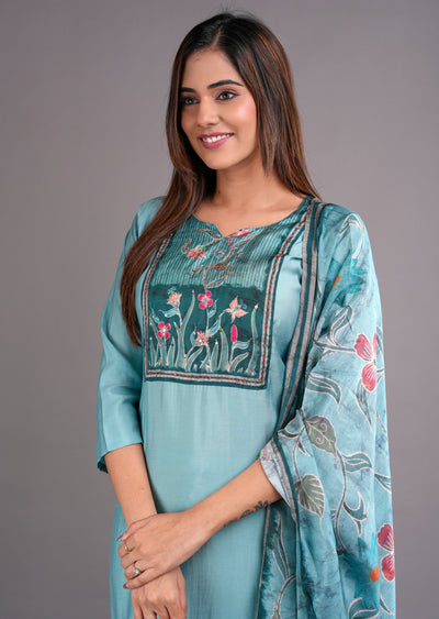 Dusty Green Silk Straight Cut Suit