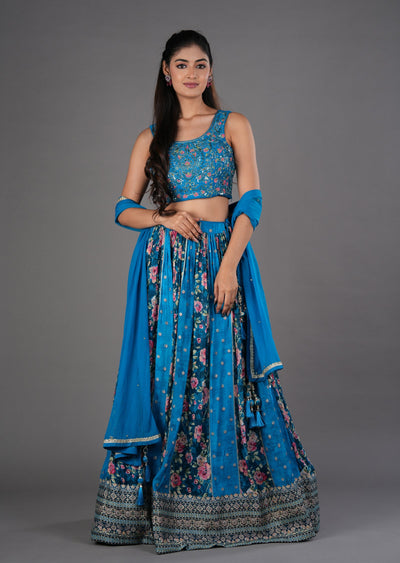 Rama Blue Silk Lehenga