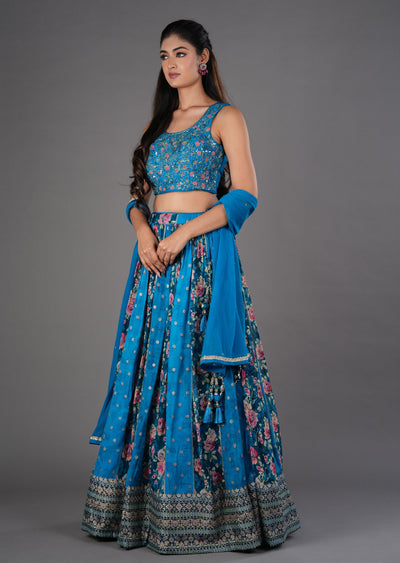 Rama Blue Silk Lehenga