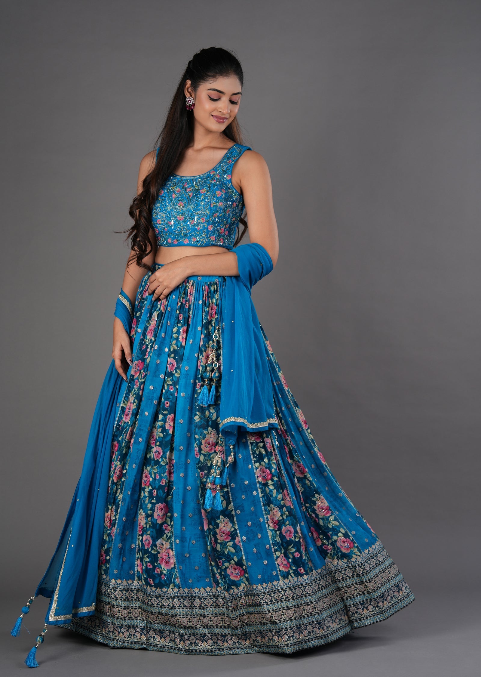 Rama Blue Silk Lehenga