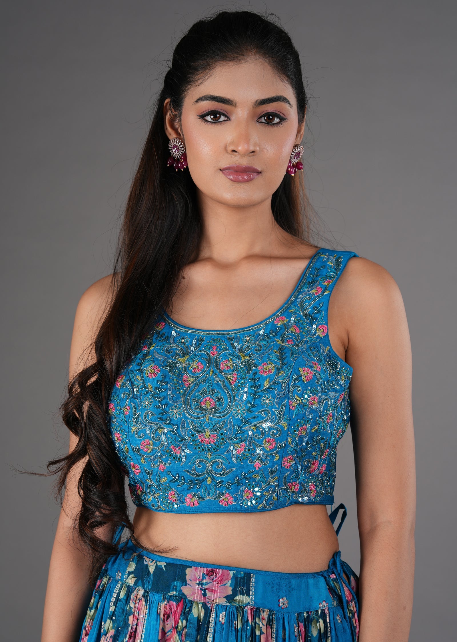 Rama Blue Silk Lehenga