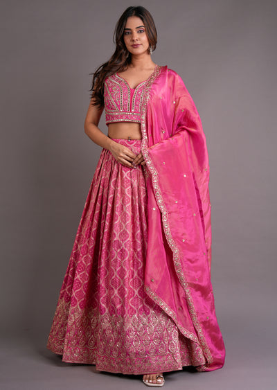 Pink Tissue Silk Lehenga
