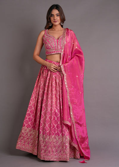 Pink Tissue Silk Lehenga