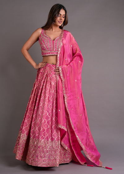 Pink Tissue Silk Lehenga