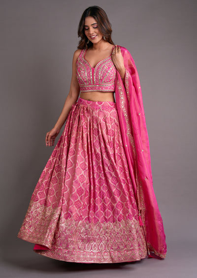 Pink Tissue Silk Lehenga