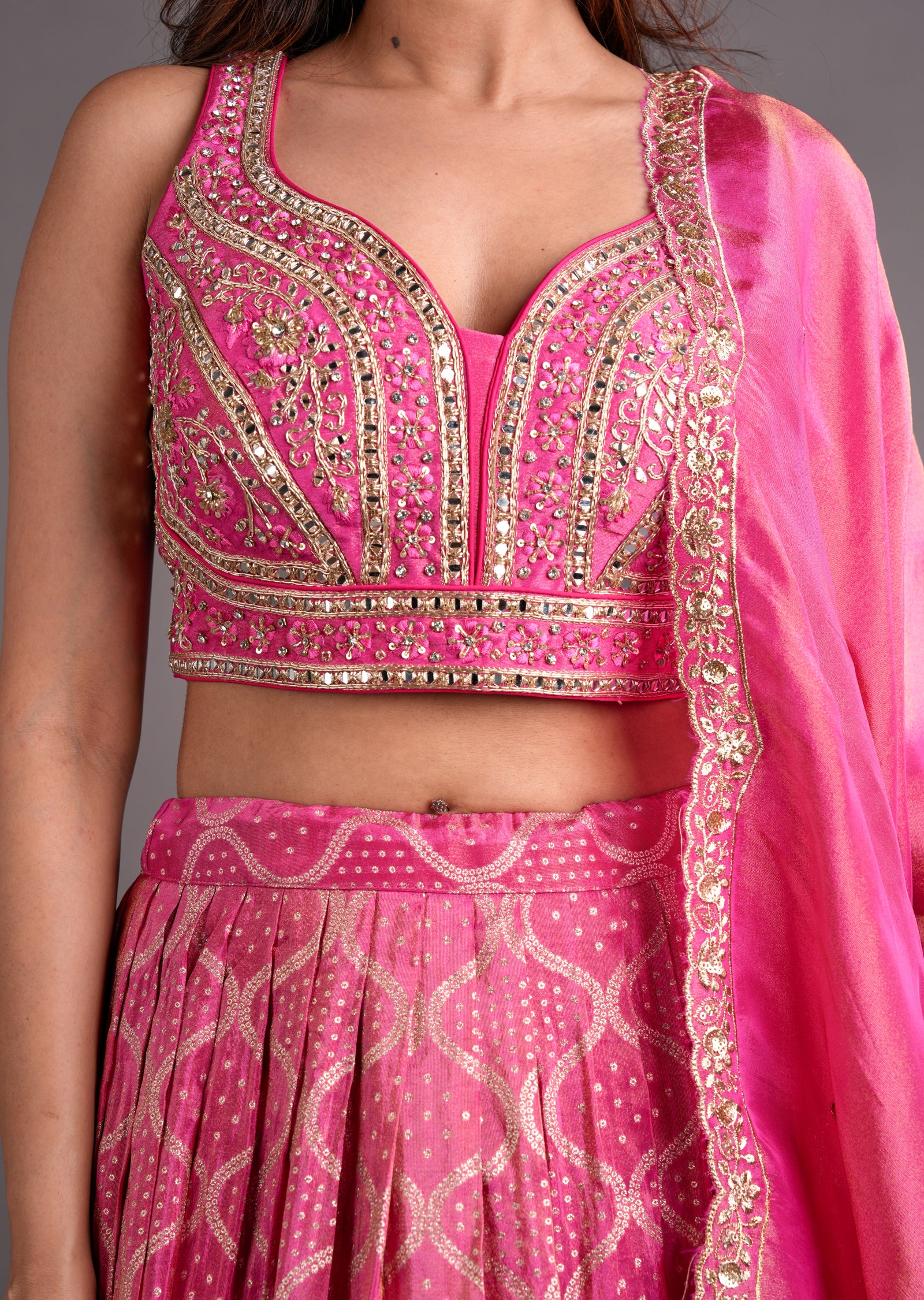 Pink Tissue Silk Lehenga