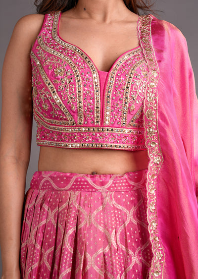 Pink Tissue Silk Lehenga