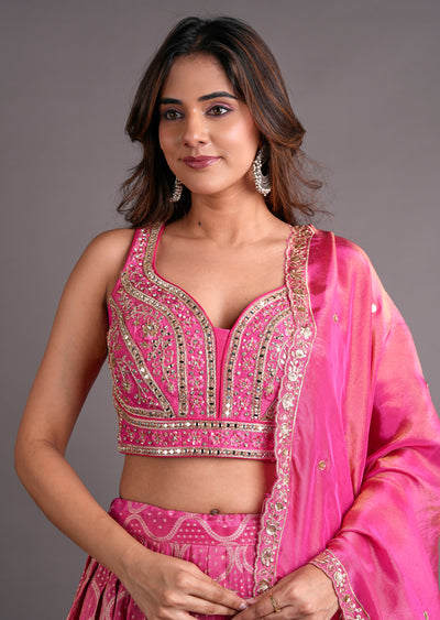 Pink Tissue Silk Lehenga
