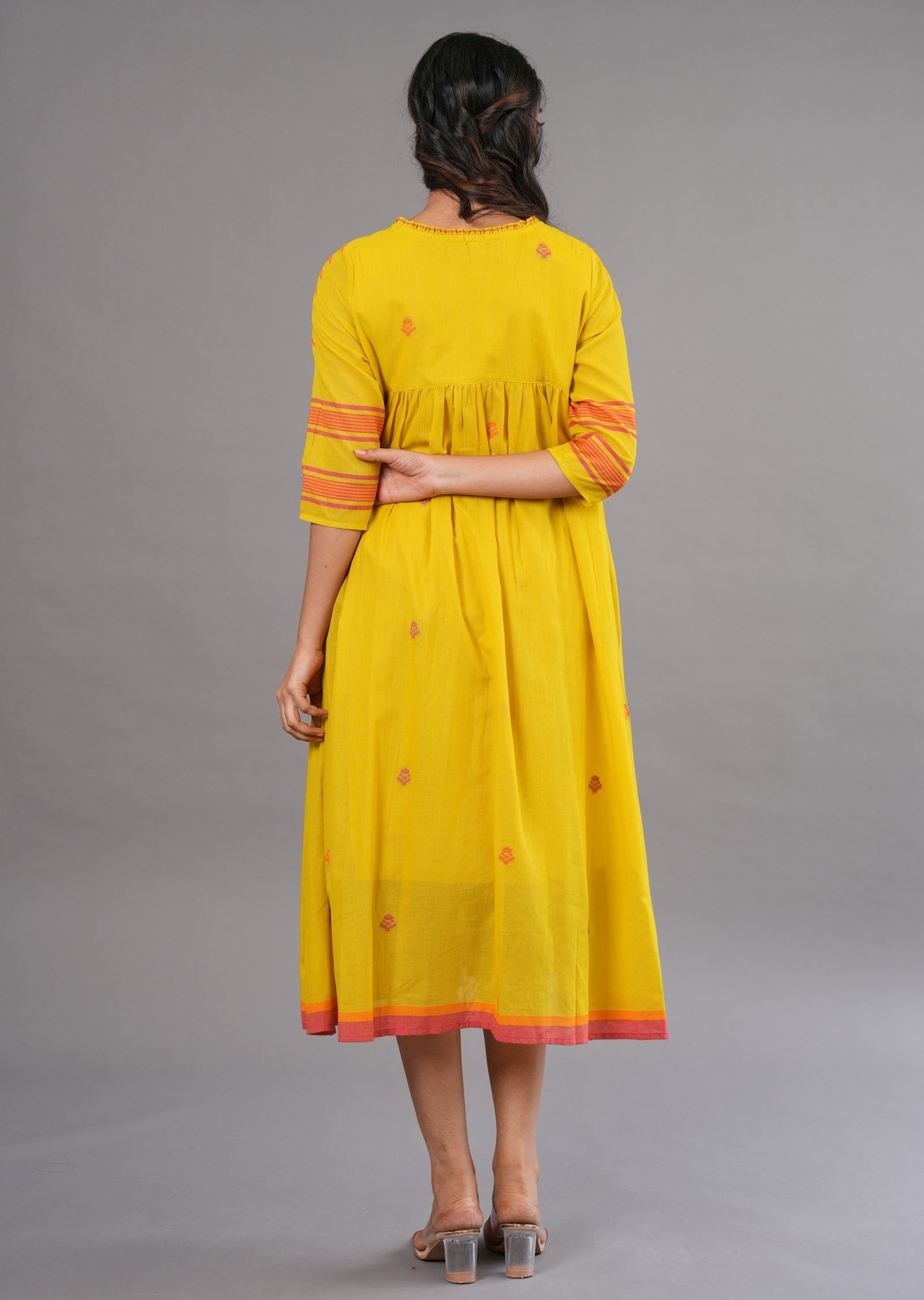 Mustard Cotton Midi Dress