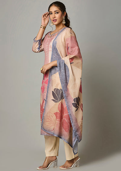 Dark Biege Linen Cotton Straight Cut Suit