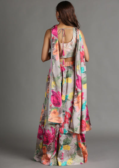Multi Color Soft Silk Palazzo Set