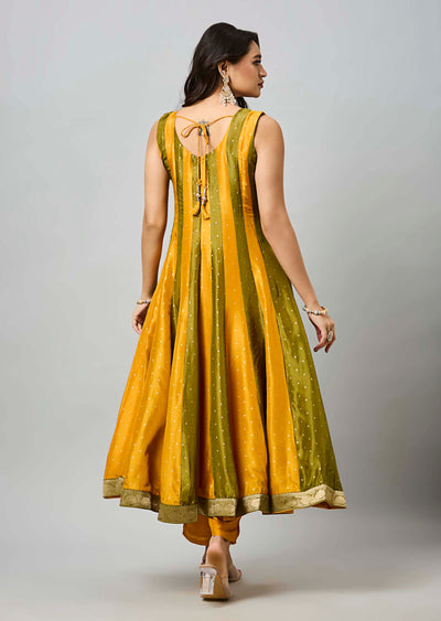 Mustard Banarasi Silk Anarkali Suit