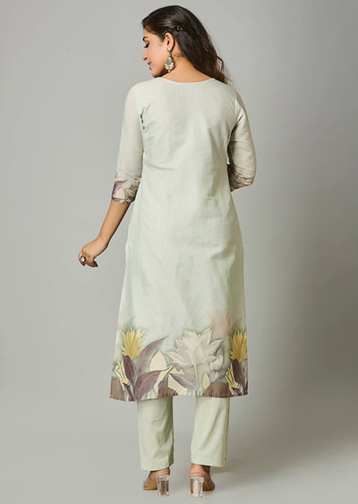 Dusty Green Cotton Straight Cut Suit