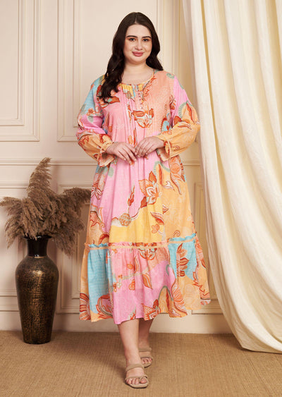 Peach Cotton Midi Dress