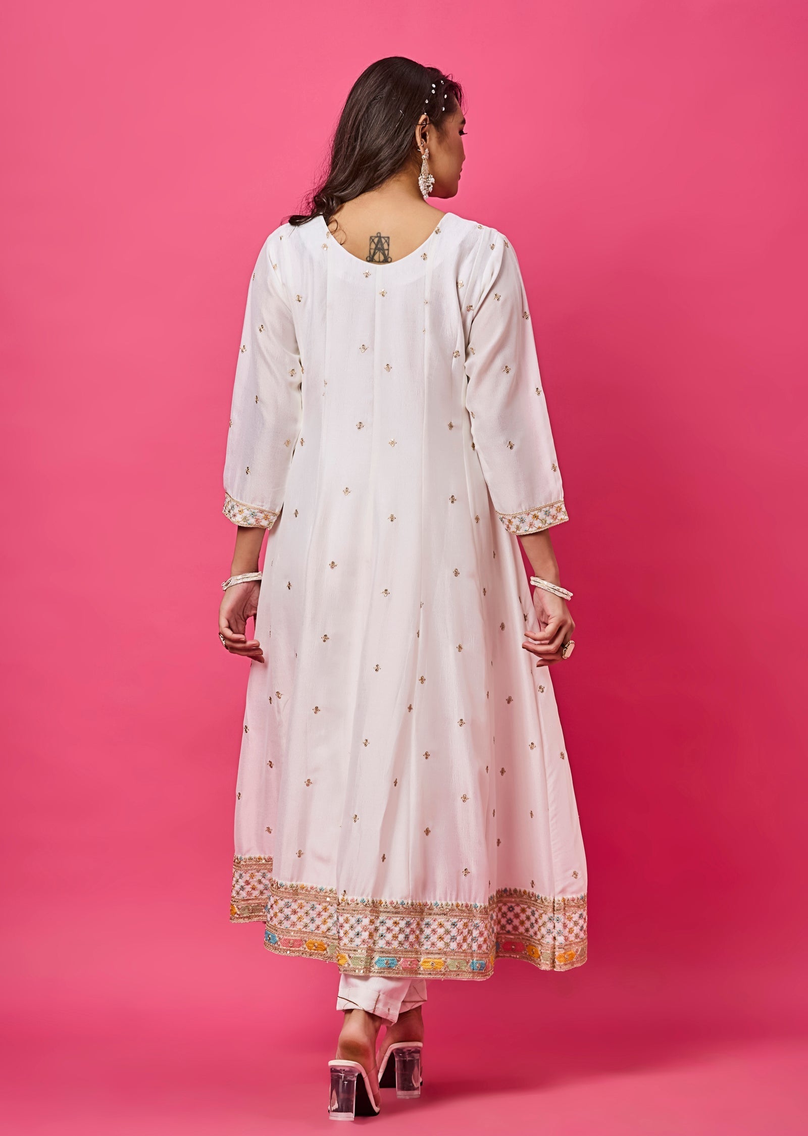 Off White Soft Silk Anarkali Suit