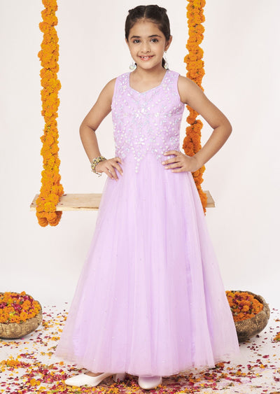 Purple Net Ethnic Gown