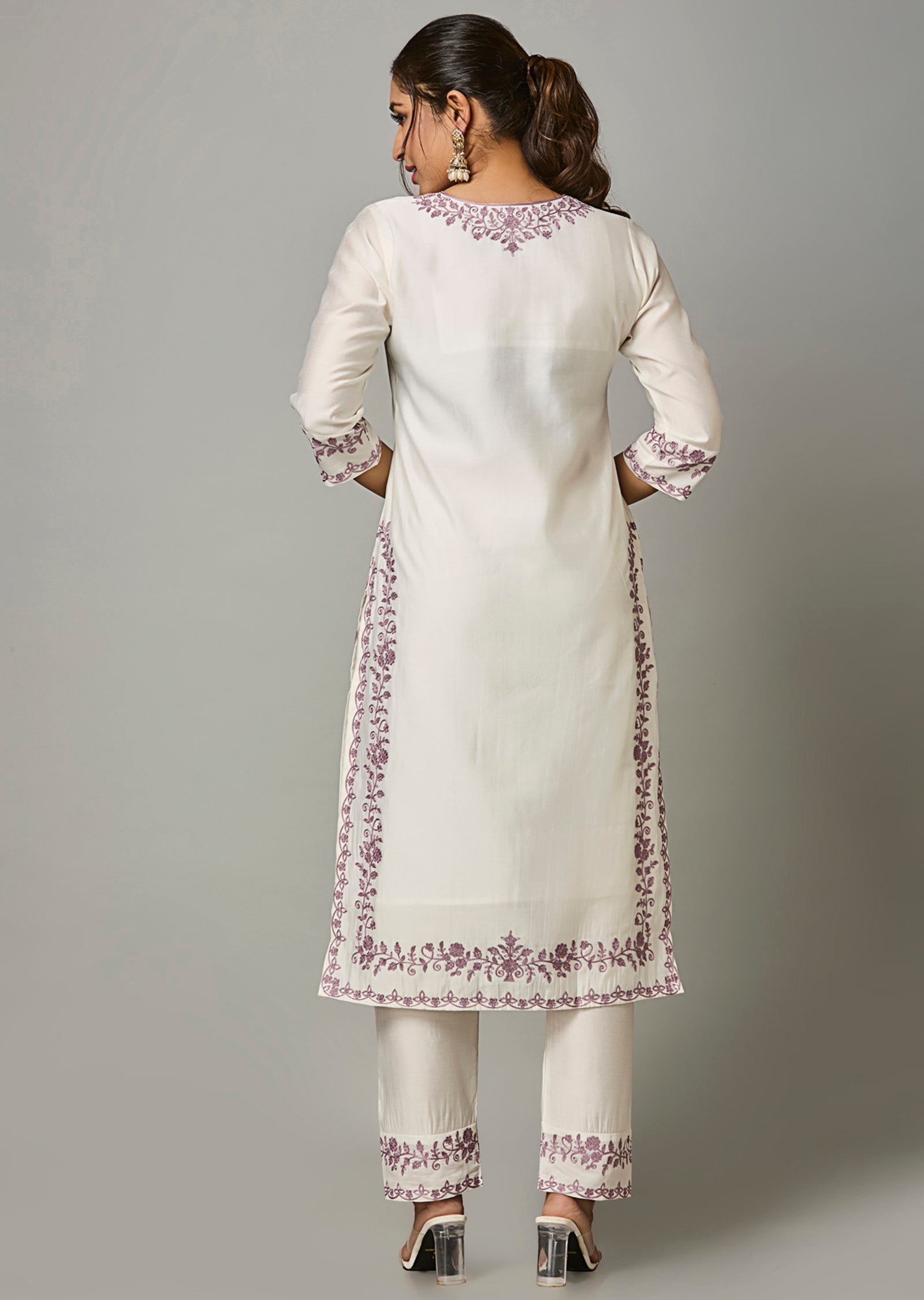 Off White Russion Silk Straight Cut Suit