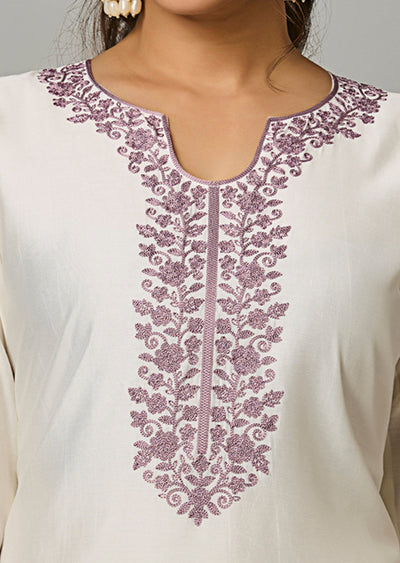 Off White Russion Silk Straight Cut Suit