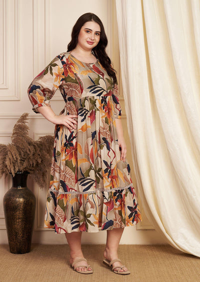 Fawn Crepe Midi Dress