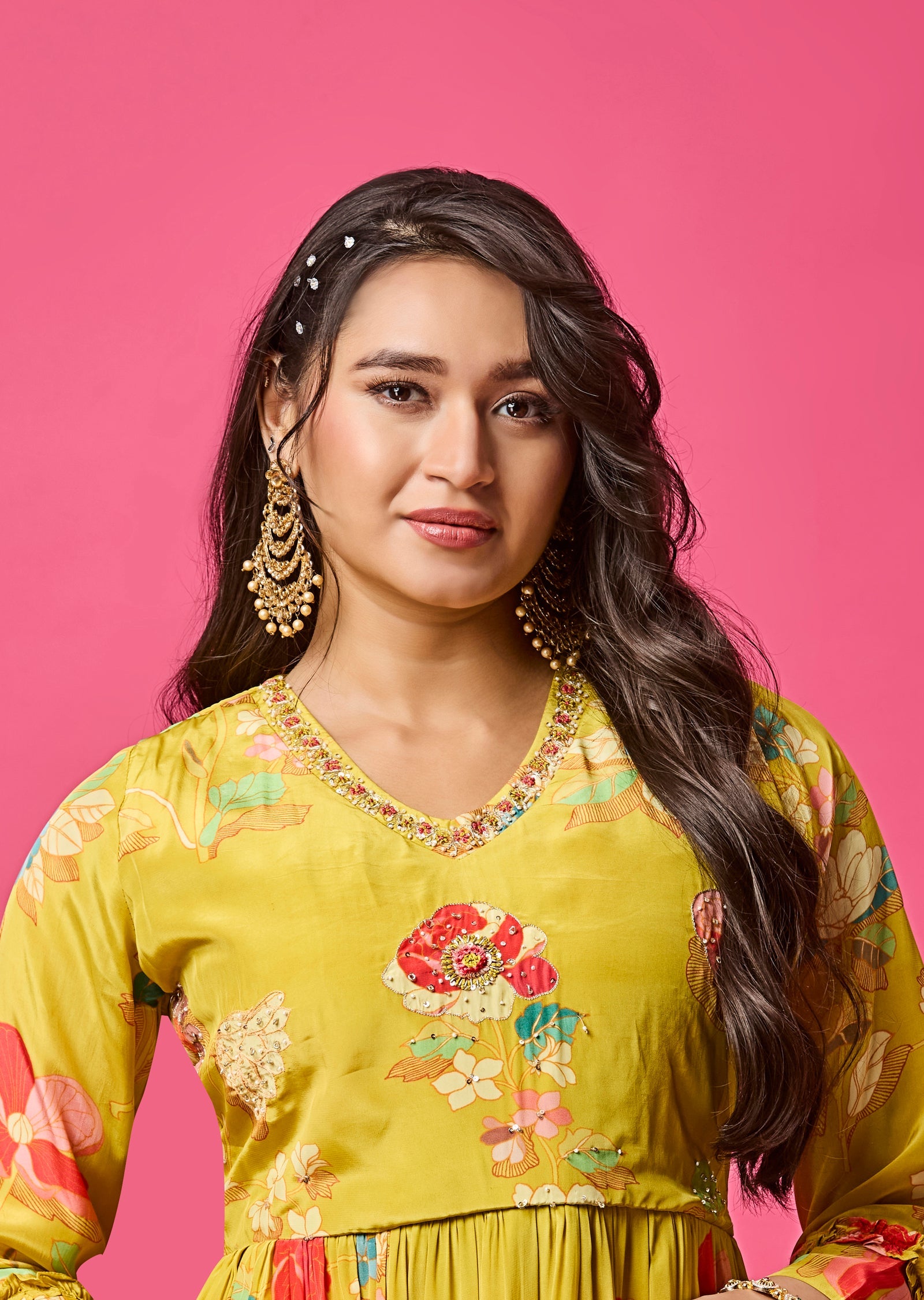 Yellow Crepe Midi Dress