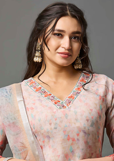 Dark Beige Linen Cotton Straight Cut Suit