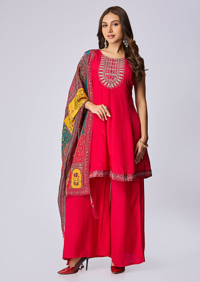 Rani Pink Crepe Anarkali Suit