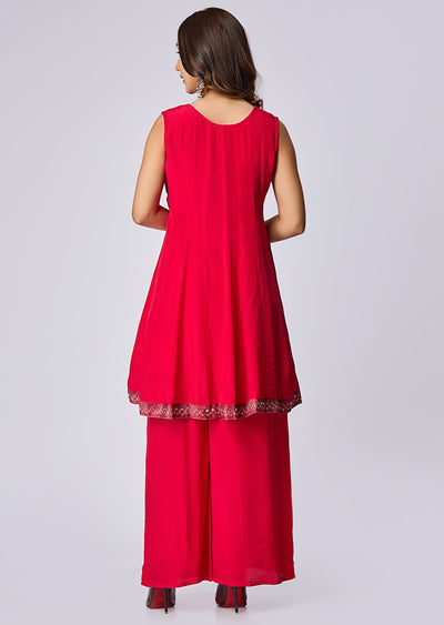 Rani Pink Crepe Anarkali Suit