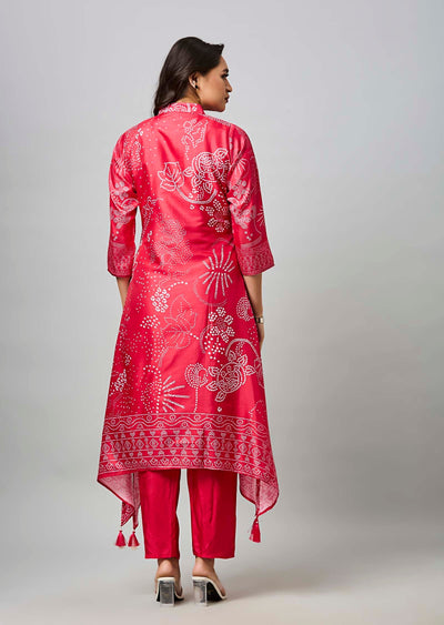 Dark Pink Soft Silk Straight Cut Kurti Set