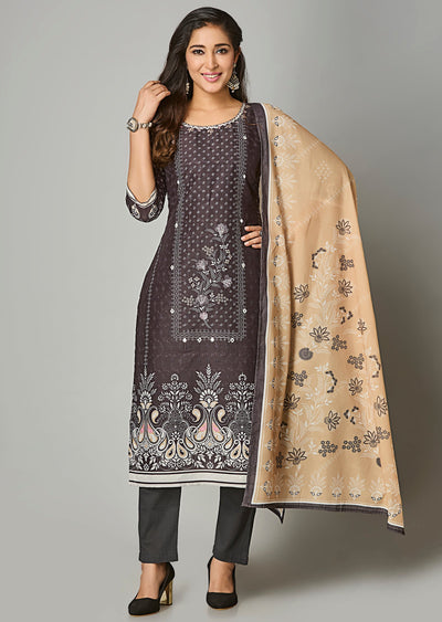 Black Cotton Straight Cut Suit