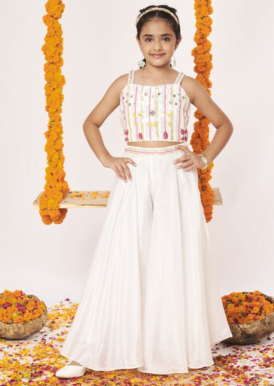 Cream Chinnon Gharara Set