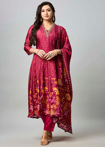 Magneta Silk Anarkali Suit