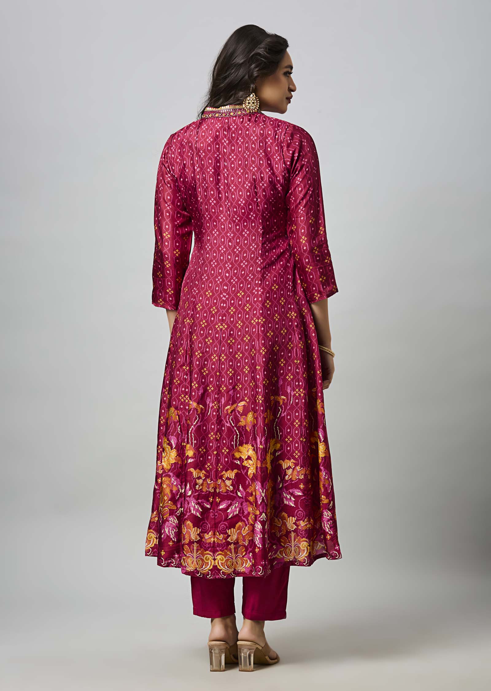 Magneta Silk Anarkali Suit