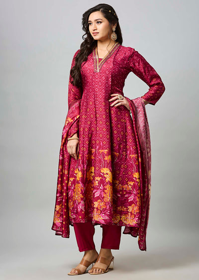 Magneta Silk Anarkali Suit
