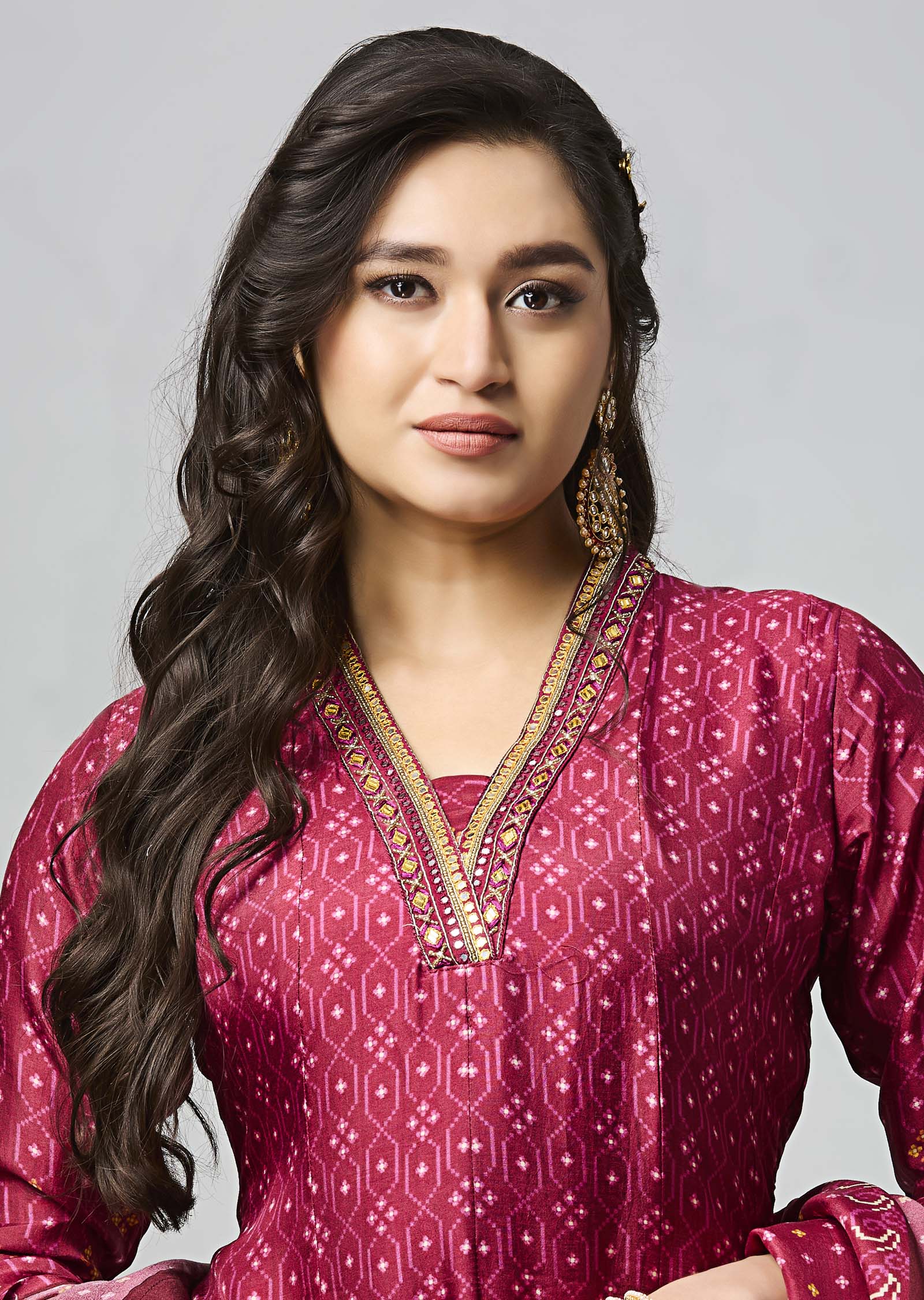 Magneta Silk Anarkali Suit