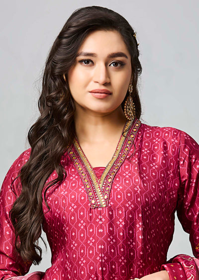 Magneta Silk Anarkali Suit