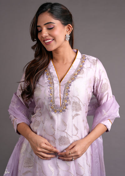 Lilac Silk Anarkali Suit