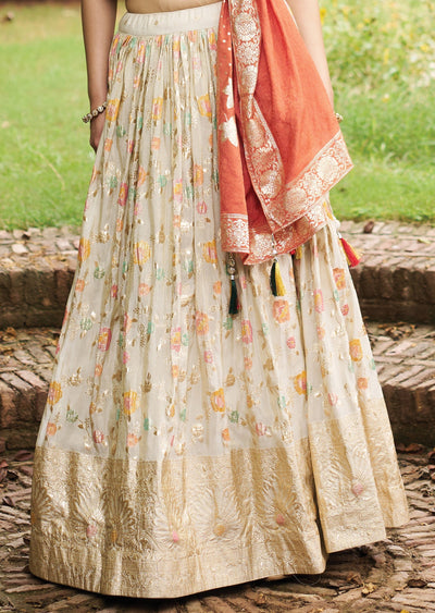 Biege Tissue Lehenga Set