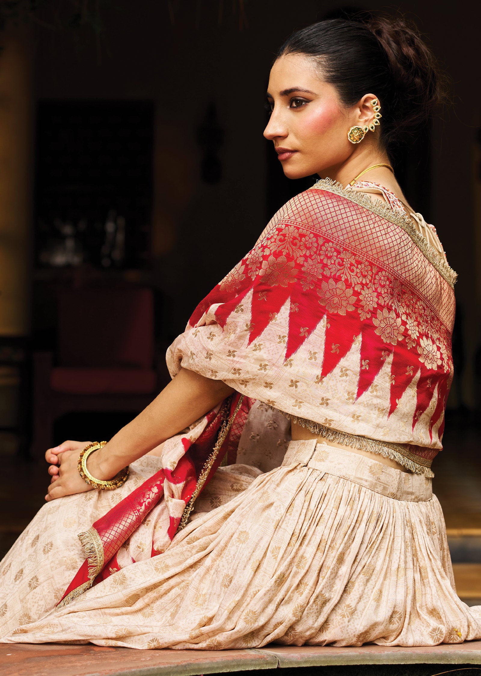 Cream Silk Lehenga