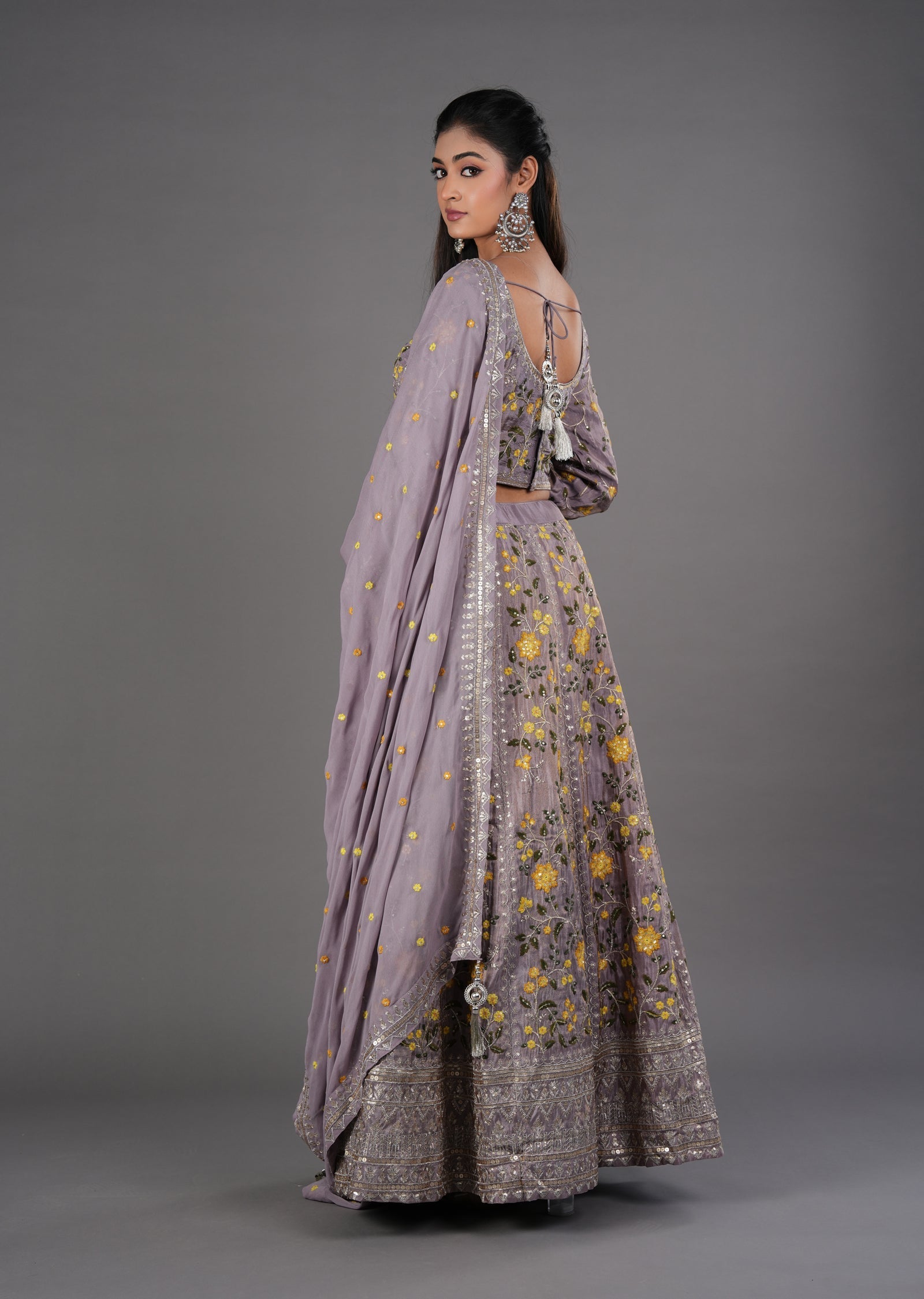 Mauve Tissue Silk Lehenga
