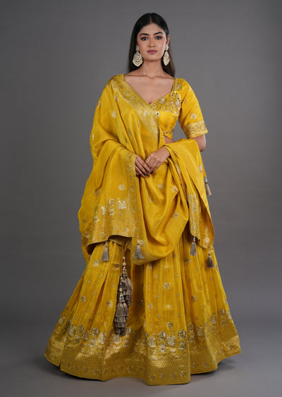 Yellow Tissue Silk Lehenga